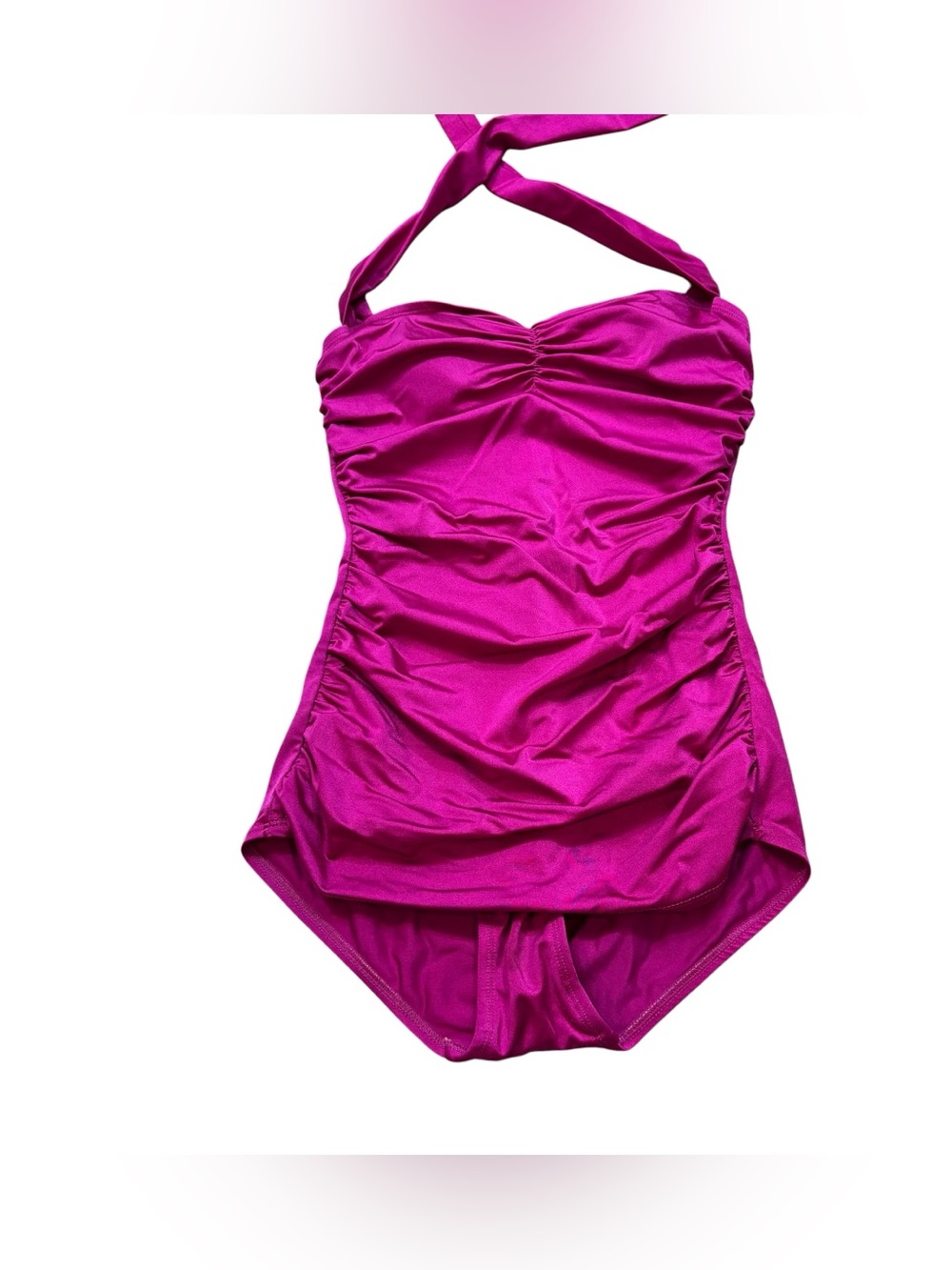 Ladies Pink Esther Williams Ruched Pin Up Style One Piece Swim Suit Size 8